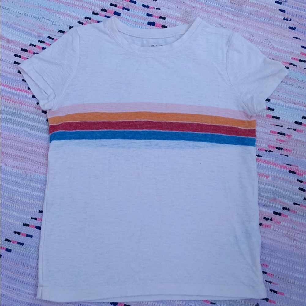 White shirt with rainbow stripes